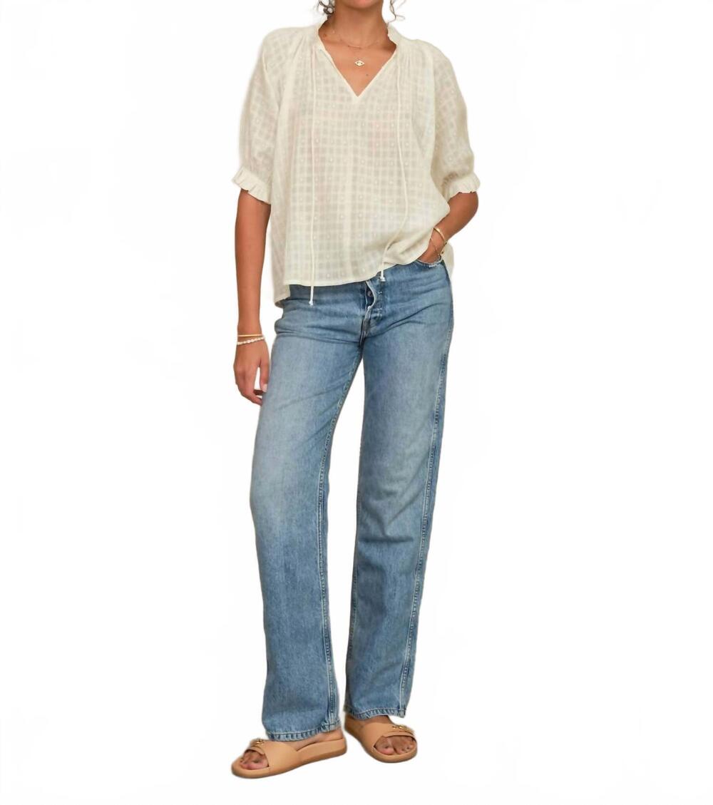 NEW M.A.B.E. etta short sleeve top in ecru